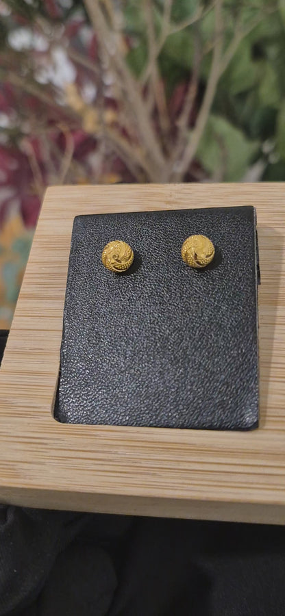 Gold Textured Ball Earrings 21KT - FKJERN21KM11528