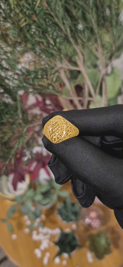 Gold Oval Mesh Ring 21KT - FKJRN21KM11208