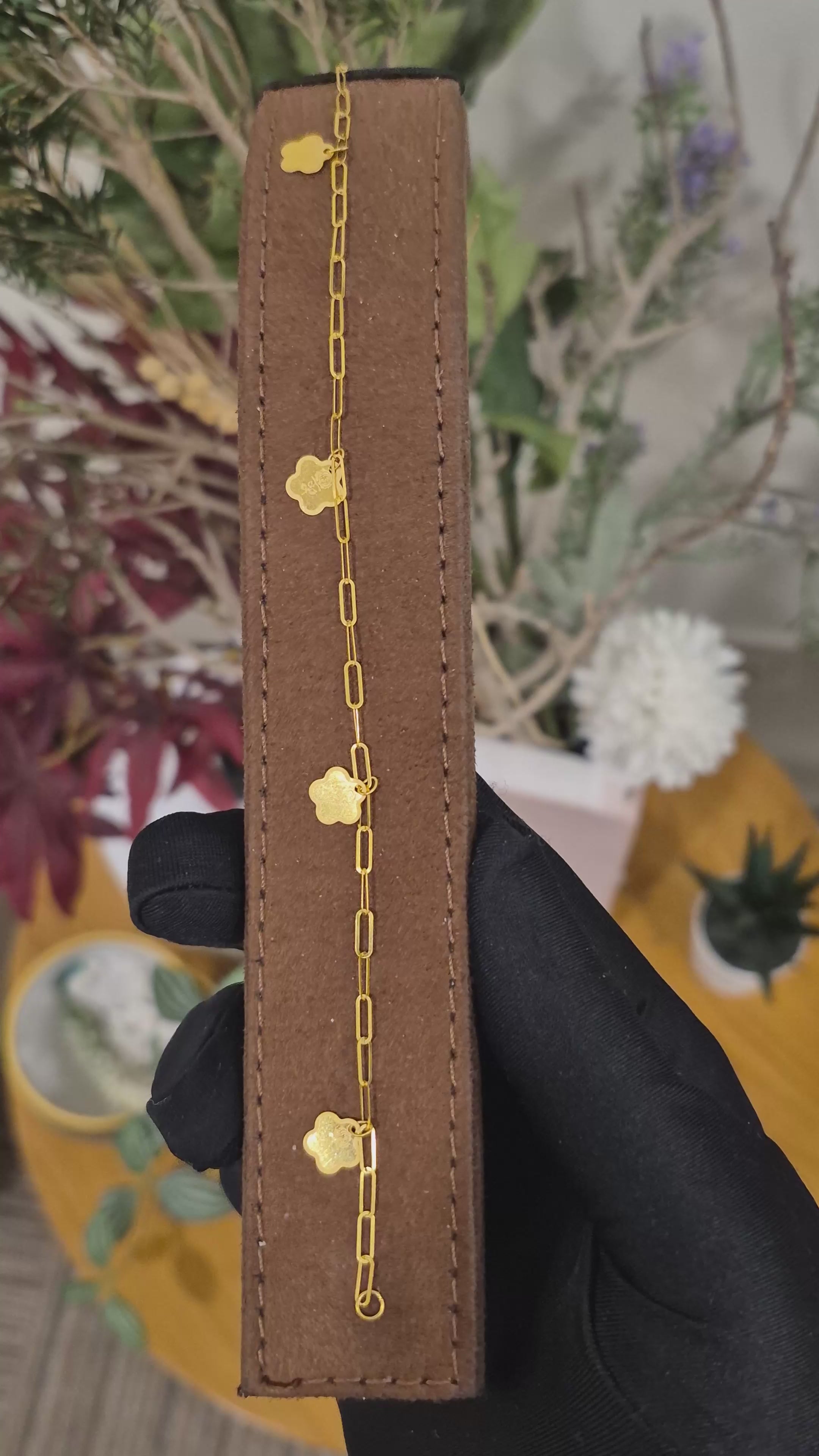 Gold Rose Charms Bracelet 21KT - FKJBRL21KM11931