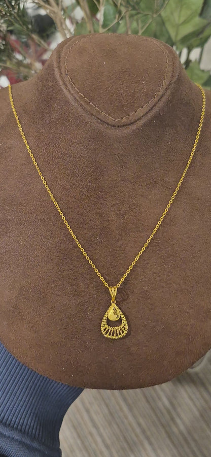 Gold Classic Drop Necklace 21KT - FKJNKL21KM11367