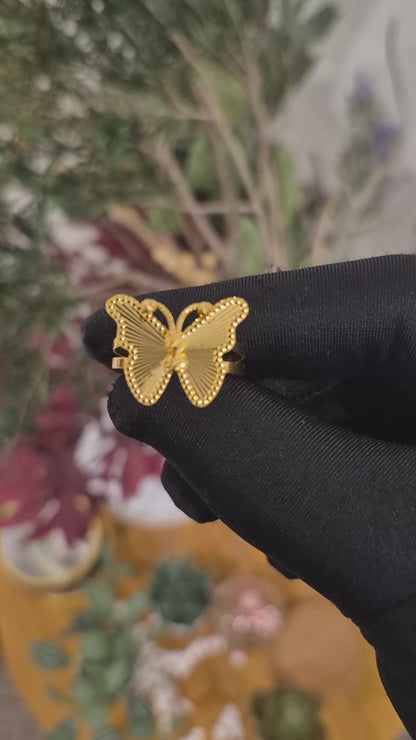 Gold Butterfly Design Ring 21KT - FKJRN21KM12034