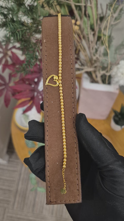 Gold Heart Bracelet 21KT - FKJBRL21KM12156