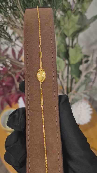 Gold Oval Charm Bracelet 21KT - FKJBRL21KM10935