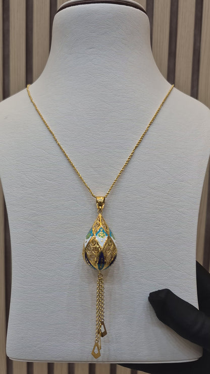 Gold Hollow Pear Drop Necklace (Chain with Pendant) 21KT - FKJNKL21KM10135