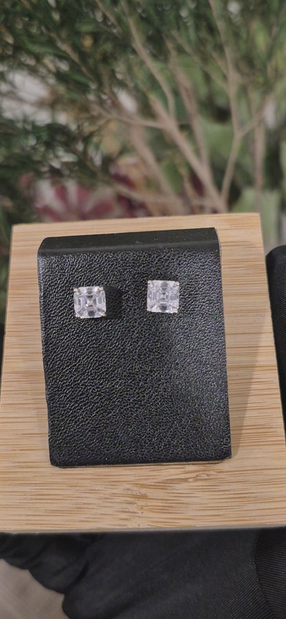 Sterling Silver 925 Emerald Cut Earrings - FKJERNSL11107