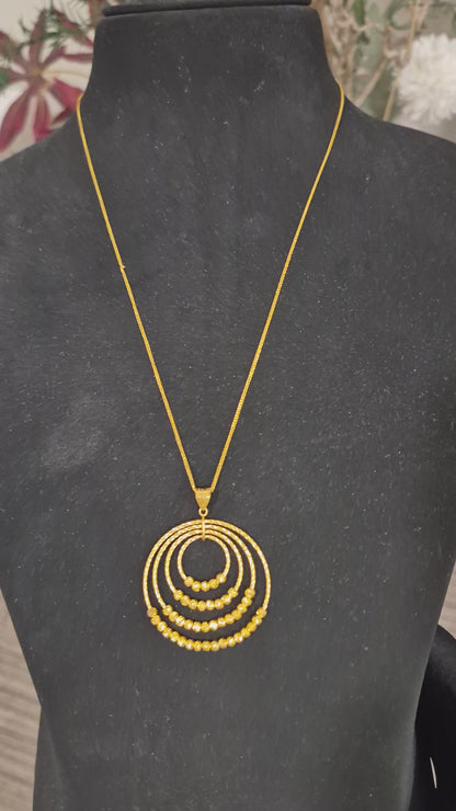 Gold Multiple Ring Necklace (Chain With Pendant) 21KT - FKJNKL21KM11807
