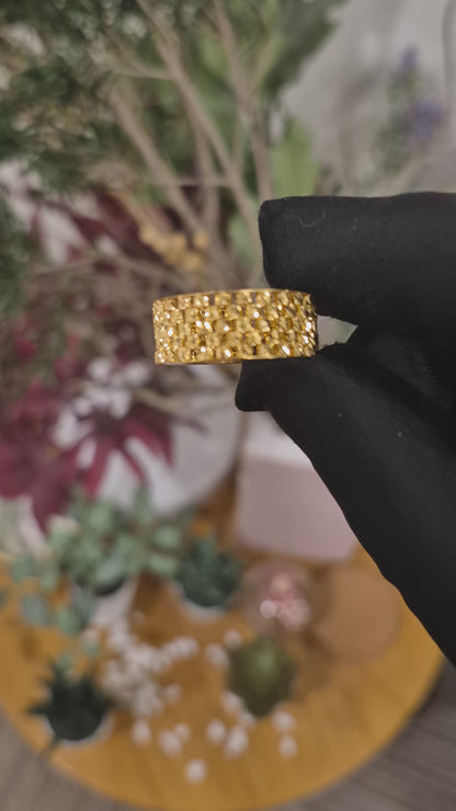 Gold Grid Design Ring 21KT - FKJRN21KM11655