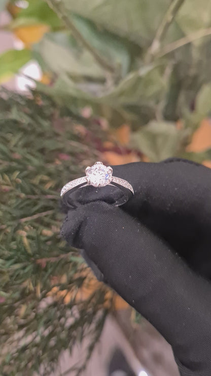 Sterling Silver 925 Bloom Solitaire Ring - FKJRNSL10747