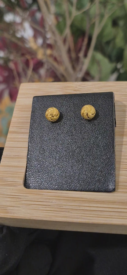 Gold Textured Ball Earrings 21KT - FKJERN21KM11528