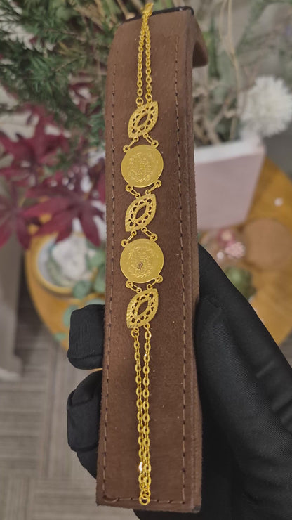 Gold Pattern Link Bracelet 21KT - FKJBRL21KM11635