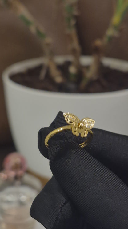 Gold Delicate Butterfly Shaped Ring 21KT - FKJRN21KM12238