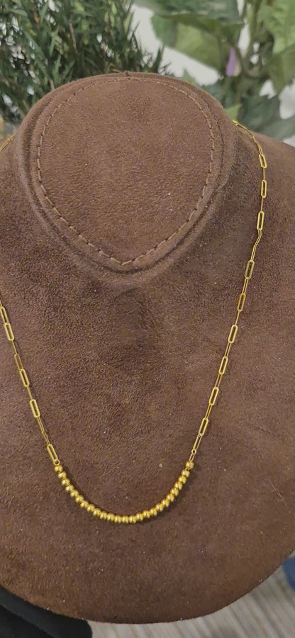 Gold Bead Link Necklace 21KT - FKJNKL21KM11224