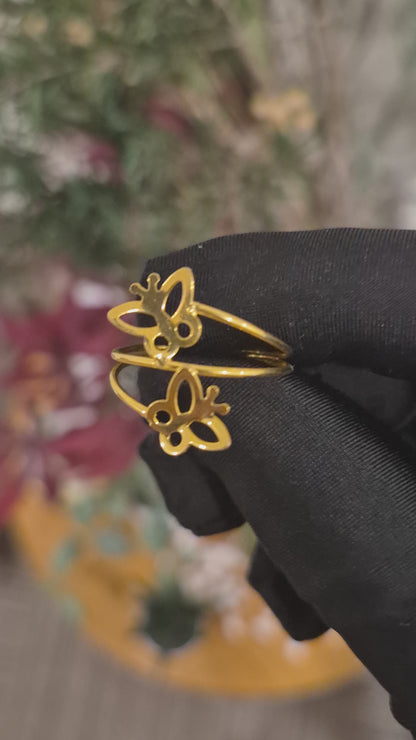 Gold Butterfly Design Ring 21KT - FKJRN21KM11761