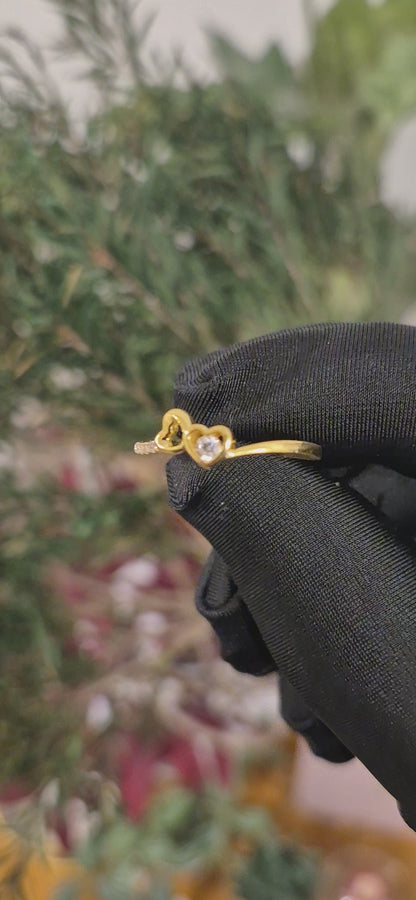 Gold Double Heart Ring 21KT - FKJRN21KM11159