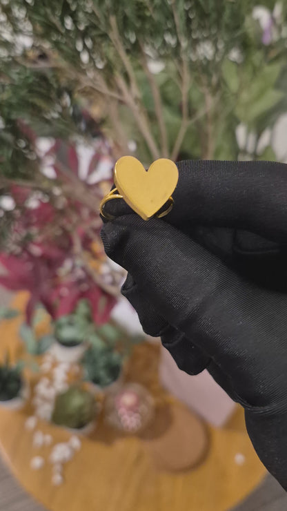 Gold Heart Shaped Ring 21KT - FKJRN21KM11796