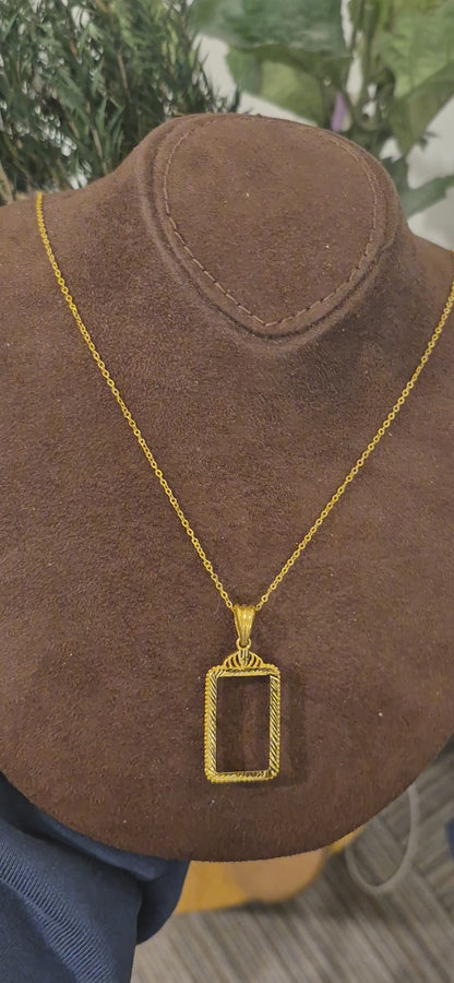 Gold Open Rectangle Necklace 21KT - FKJNKL21KM11330