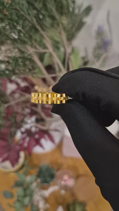 Gold Blocks Design Ring 21KT - FKJRN21KM12093