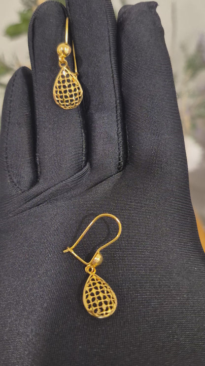 Gold Hanging Earrings 21KT - FKJERN21KM11873