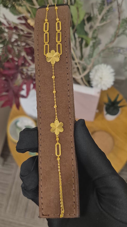 Gold Blossom Layered Bracelet 21KT - FKJBRL21KM11988