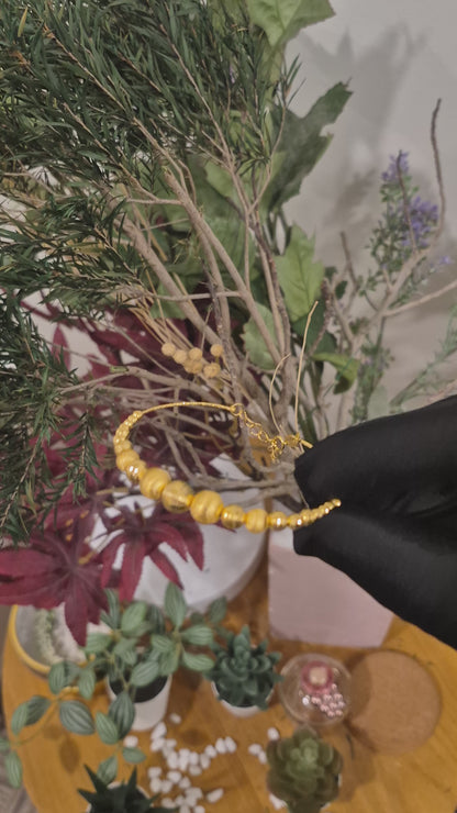 Gold Beaded Bangle 21KT - FKJBNG21KM11647