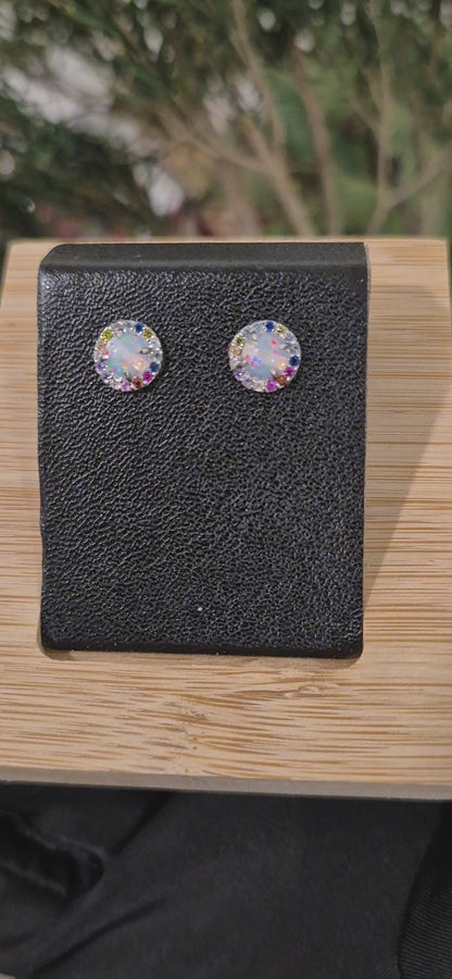 Sterling Silver 925 Opal Stud Earrings - FKJERNSL11103