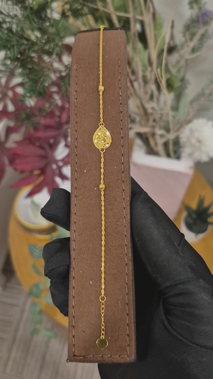 Gold Almond Shaped Bracelet 21KT - FKJBRL21KM12163