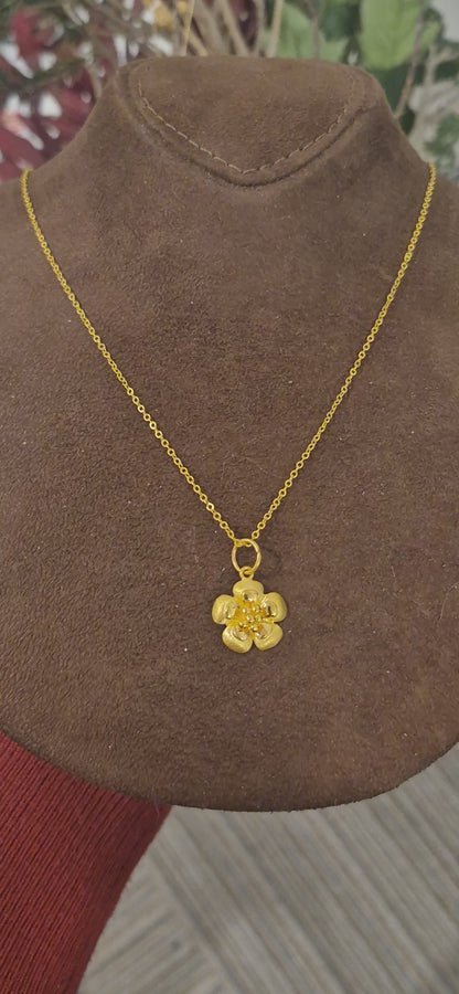 Gold Designer Flower Necklace 21KT - FKJNKL21KM11361