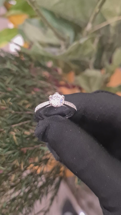Sterling Silver 925 Bloom Solitaire Ring - FKJRNSL10747