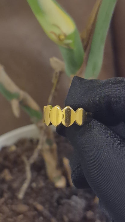 Gold Contemporary Navette-Shaped Ring 21KT - FKJRN21KM12223