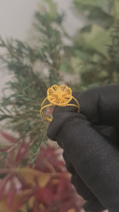 Gold Turkish Design Flower Shaped Ring 21KT - FKJRN21KM10467