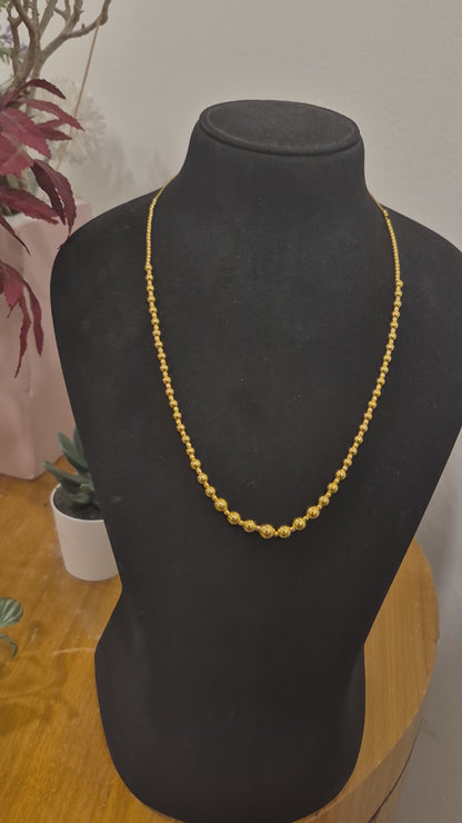 Gold Beaded Chain Necklace 21KT - FKJNKL21KM12274