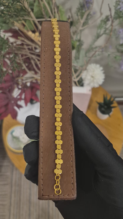 Gold Honeycomb Link Bracelet 21KT - FKJBRL21KM11917