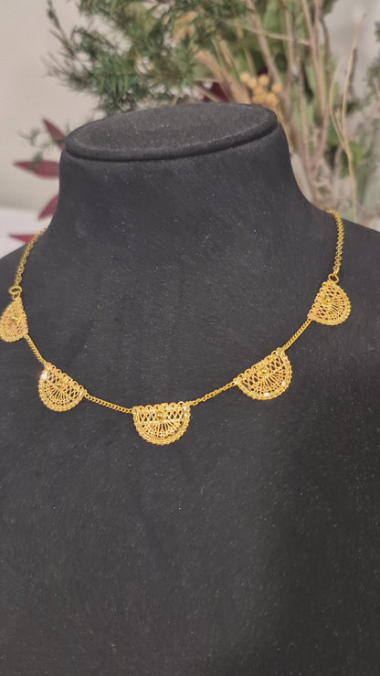 Gold Half Moon Necklace 21KT - FKJNKL21KM12091
