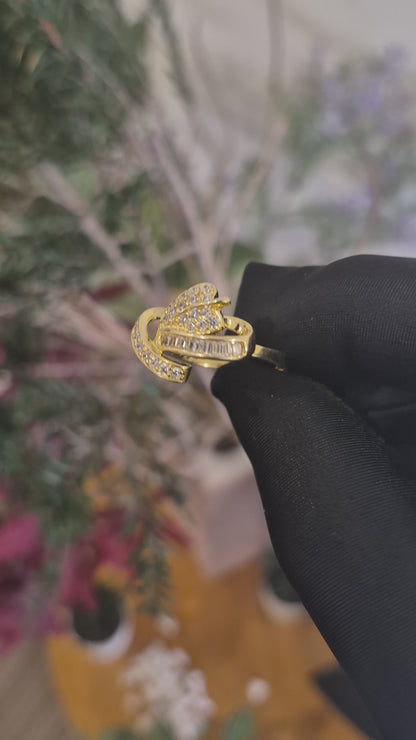 Sterling Silver 925 Elegant Heart Motif Statement Ring - FKJRNSLM12312
