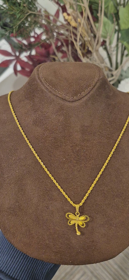 Gold Butterfly Motif Necklace 21KT - FKJNKL21KM11447