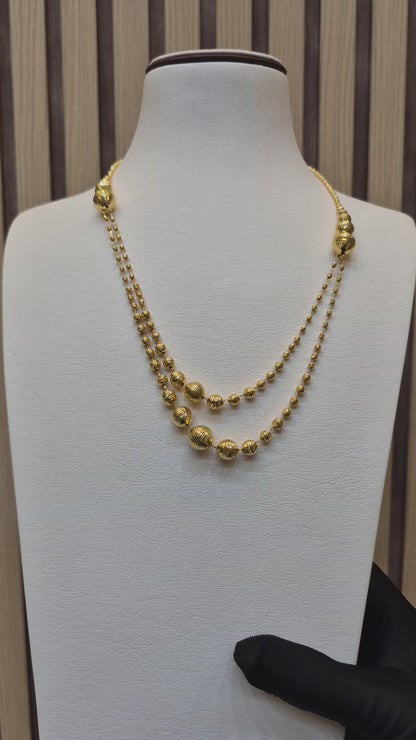 Gold Two-Layer Beaded Necklace 21KT - FKJNKL21KM10173
