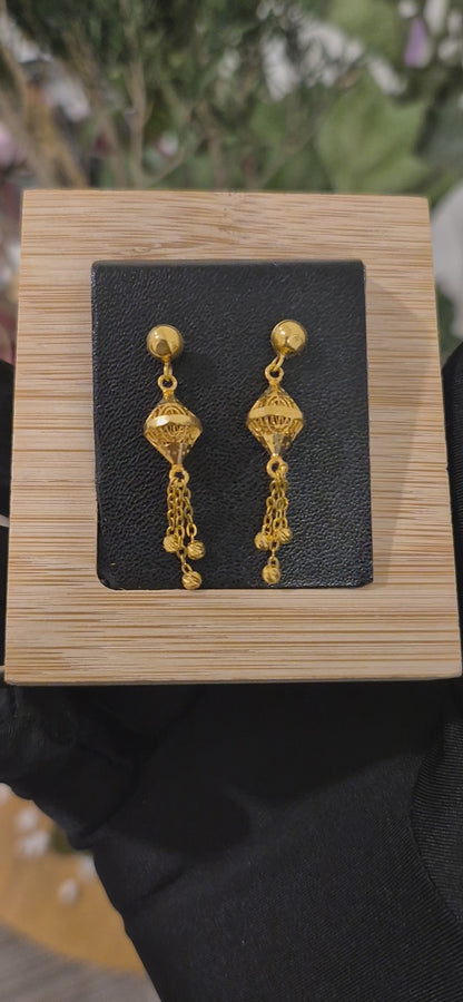 Gold Bell Drop Earrings 21KT - FKJERN21KM11531