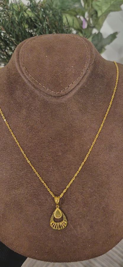 Gold Layered Drop Necklace 21KT - FKJNKL21KM11297