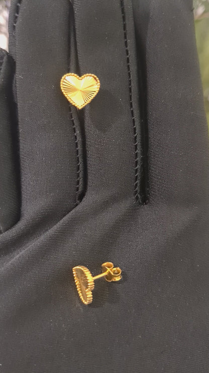 Gold Sunburst Heart Earrings 21KT - FKJERN21KM10867