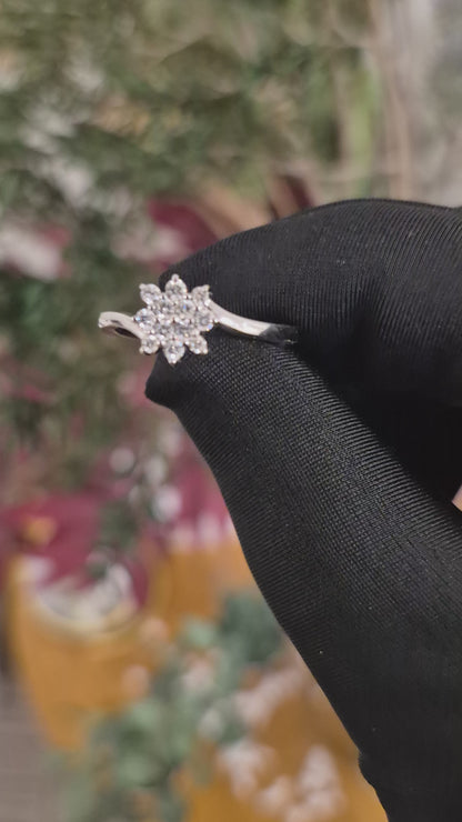 Round Brilliant Cut Diamonds Flower Shaped Ring in 18KT White Gold - FKJRN18KMD12102