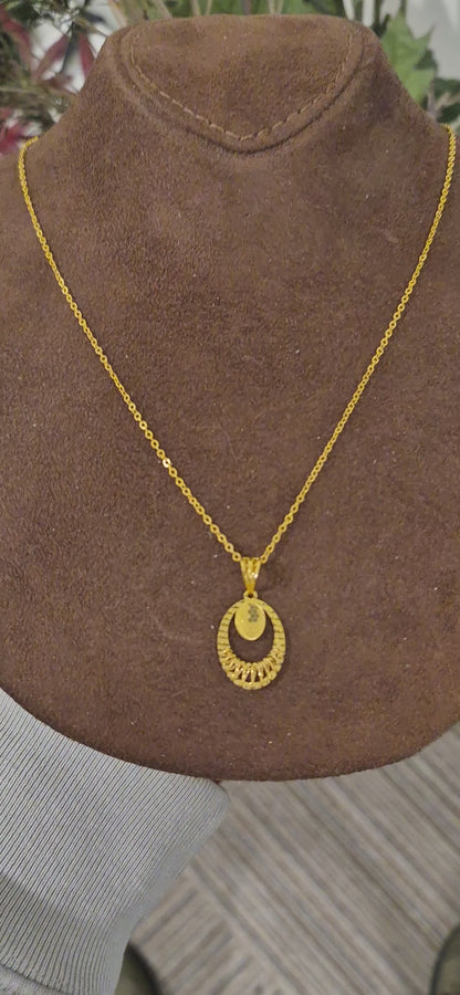 Gold Open Oval Necklace 21KT - FKJNKL21KM11323