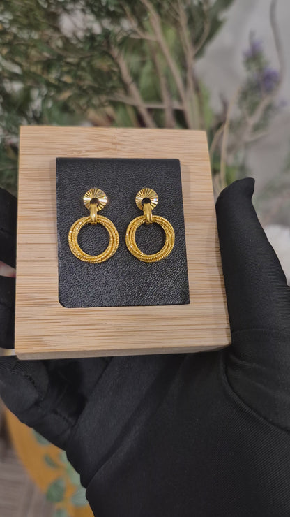 Gold Cluster Spiral Earrings 21KT - FKJERN21KM12073