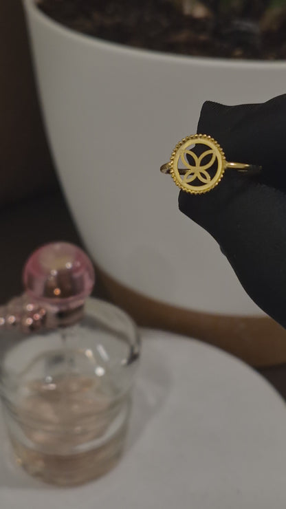 Gold Delicate Butterfly Pattern Ring 21KT - FKJRN21KM12233