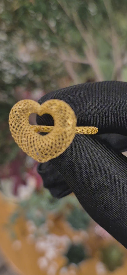 Gold Heart Net Ring 21KT - FKJRN21KM11195