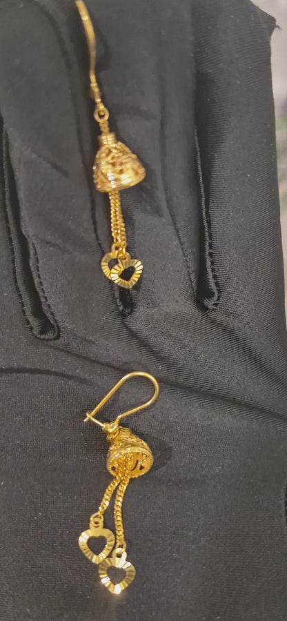 Gold Love Tassel Earrings 21KT - FKJERN21KM11522