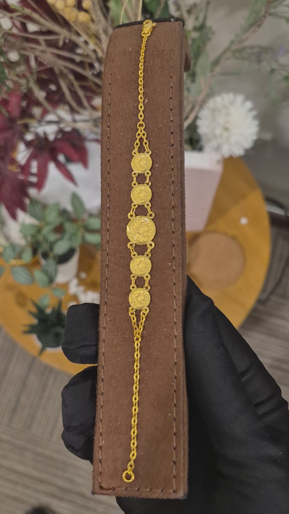 Gold Triple Coin Bracelet 21KT - FKJBRL21KM11633