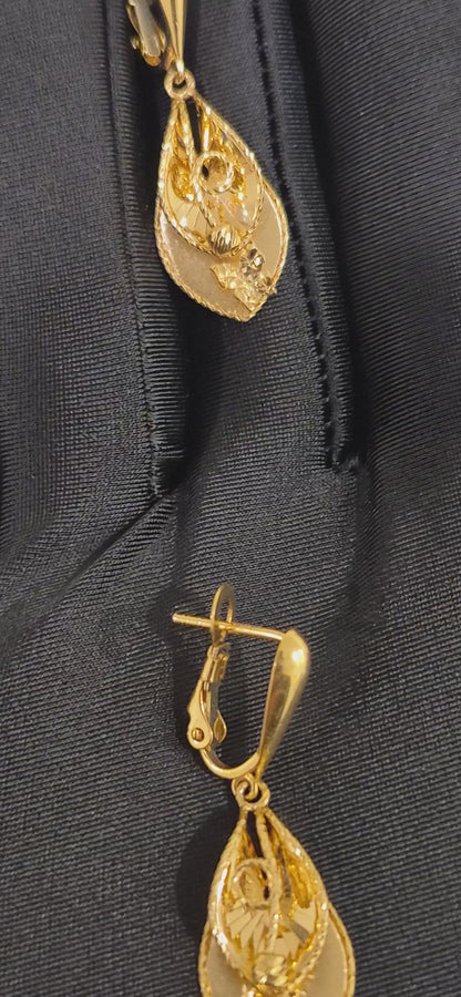 Gold Hanging Earrings 21KT - FKJERN21KM11846