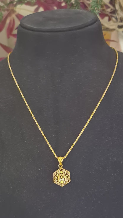 Gold Turkish Design Necklace (Chain With Pendant) 21KT - FKJNKL21KM11729