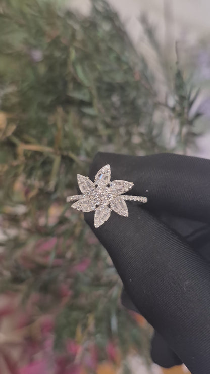 Sterling Silver 925 Blooming Floral Ring - FKJRNSLM12306