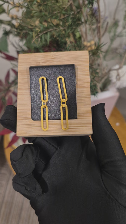 Gold Paperclip Earrings 21KT - FKJERN21KM11850